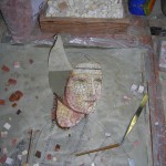 mosaico in lavorazione su creta